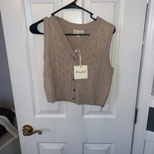 Marled Women's Beige Cable Knit Vest
